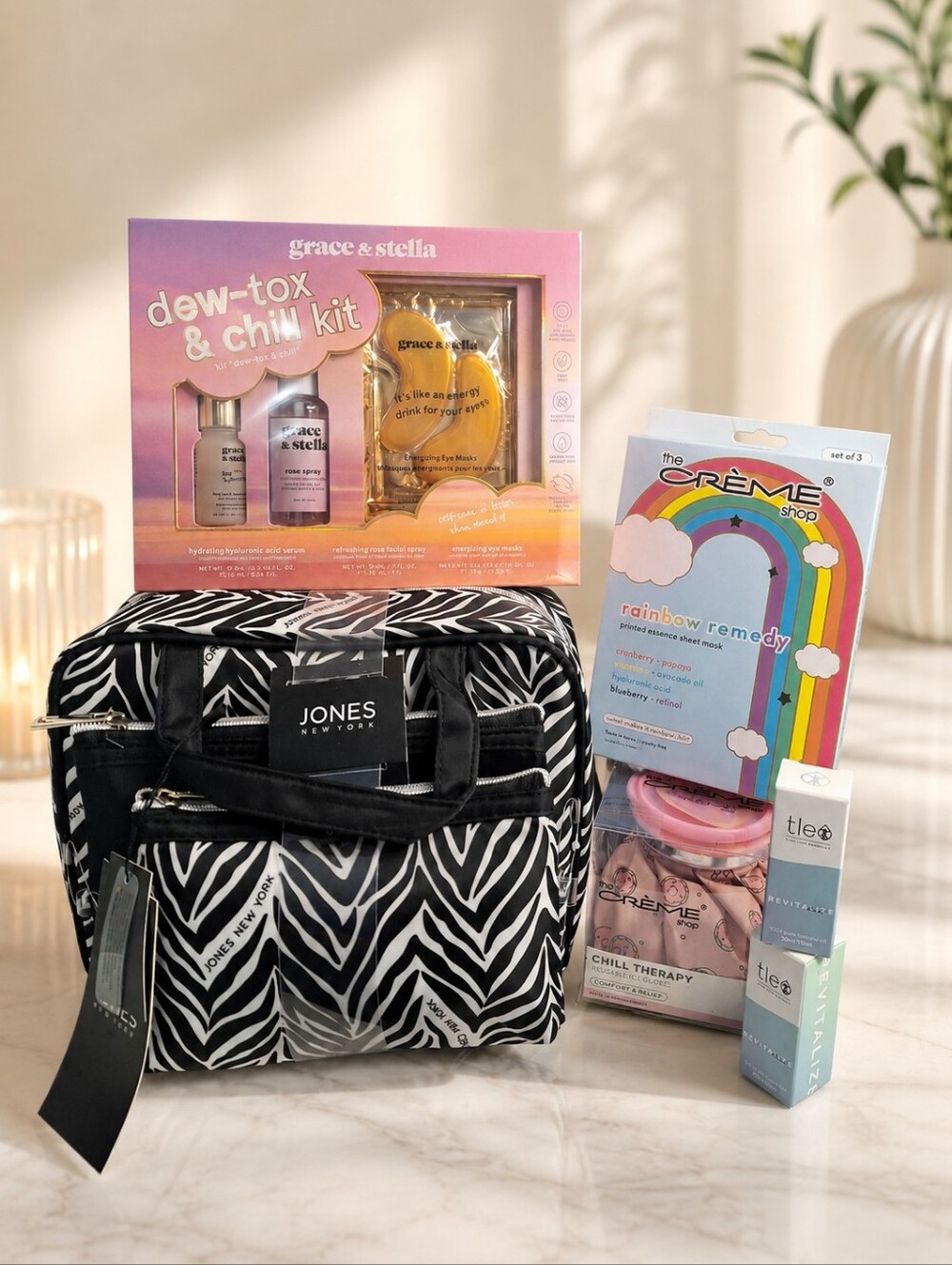 Grace & Stella Creme Shop Jones New York Self Care Skincare Travel Gift Set NWT